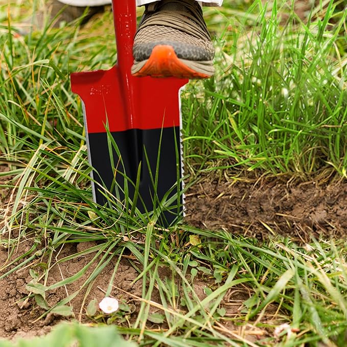 Spade Garden Shovel,Steel Square Flat Spade Shovels for Digging with D Handle,Heavy Duty Trenching Shovel for Gardening Digging and Lawn Edging,Root Tool with Serrated Edges-47.2 Inches