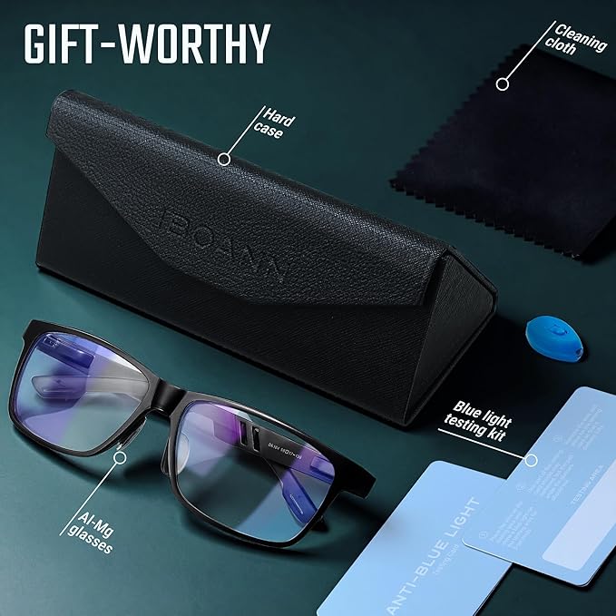 Carbon Blue Light Blocking Glasses Men for Computer, Gaming, Metal Frame Green Light Protection Night Driving Glasses for Man