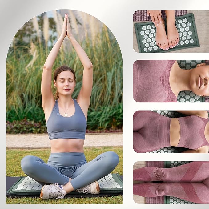 LadyRosian Acupressure Set for Back and Neck Pain Relief, Muscle Relaxation Stress Relief Acupressure Mat and Pillow Set with Bag