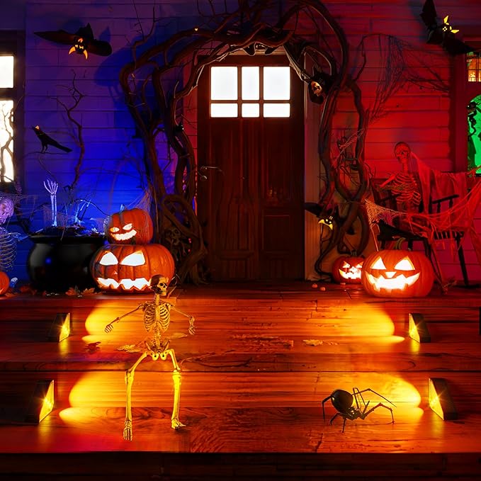 ROSHWEY Solar Step Lights Outdoor Waterproof, 8 Pack Triangle Solar Stair Lights for Outside, LED Deck Light Outdoor Decor Lighting for Patio Porch Backyard, Warm White