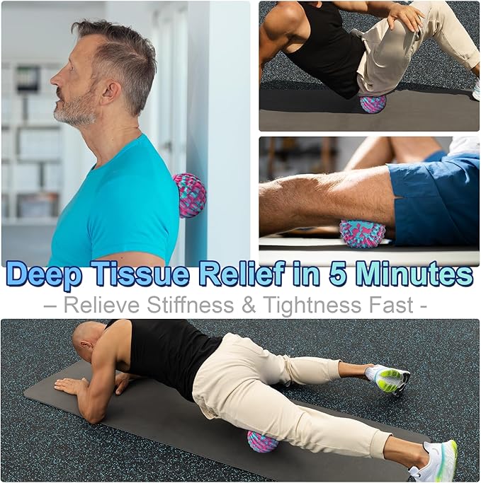 Deep Tissue Massage Ball for Exercise & Recovery - SGS Certification - Targets Back, Shoulder, Legs&Feet - Relieves Muscle Knots, Joint Pain&Tightness, Pressure Point Therapy- Myofascial Release Ball