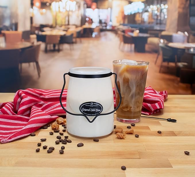 Milkhouse Candle Company, Caramel Cold Brew, Creamery Collection, Scented Soy Candle: Butter Jar Candle, 22-Ounce