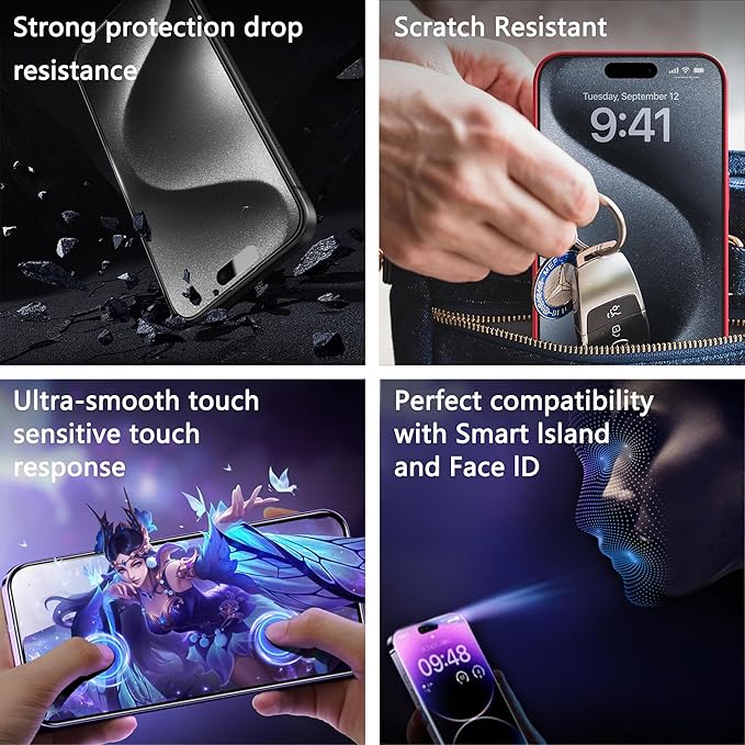 2 Pack Matte Screen Protector for iPhone 12 Pro Max 6.7-Inch Auto Dust Removal, No Bubbles, Tempered Glass Film, Easy Installation