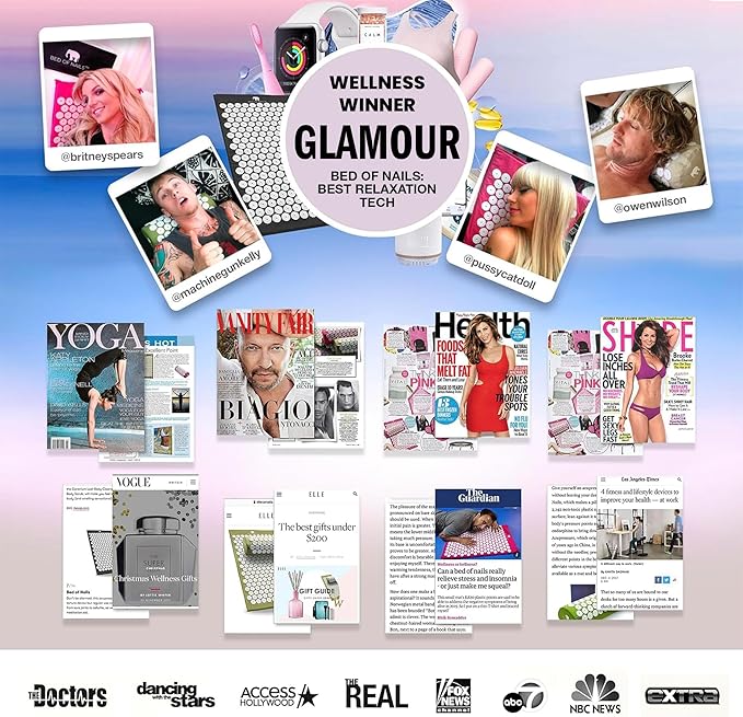 Bed of Nails Original Premium Comfortable ECO Acupressure Pillow Lumbar Cushion, 2142 Acupuncture Pressure Points for Neck Pain, Back Pain, Stress Relief with Drawstring Bag, 15x6x4