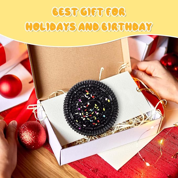 Sticky Cookie Squishies Fidget Toys Adults, Squeeze Toys Sensory Toys for Kids with Autism, Stress Balls for Adults Fidgets Birthday Gifts Party Favors for Kids(1 Pack Large Black)