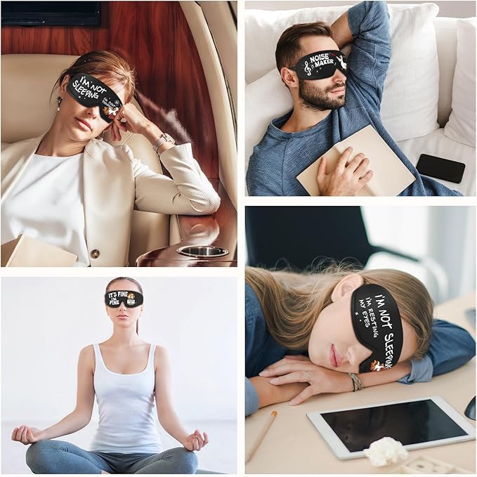 Funny 3D Zero Pressure Sleep Eye Mask for Men Women Side Sleeper, Adjustable Blackout Soft Breathable Eye Masks for Travel Nap Night Sleep, Humorous Gift Stocking Stuffers (Noise Maker)