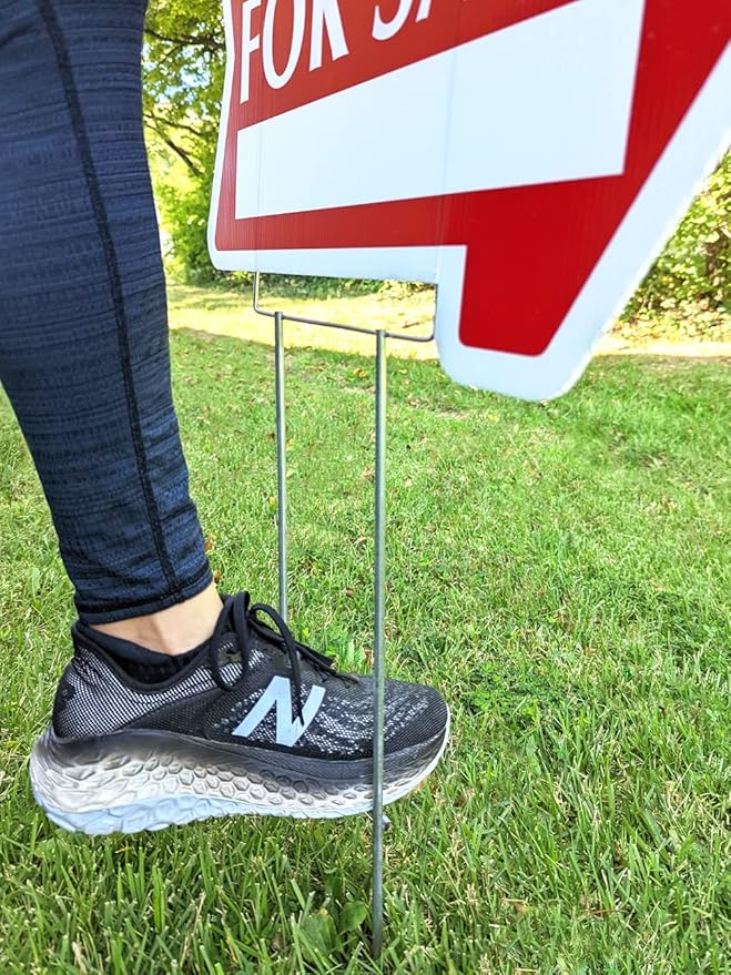 30" Heavy Duty Yard Stakes, 50 Pack, .25 Diameter Metal Frame Wire Step Stake for Yard Signs (50 Pack)