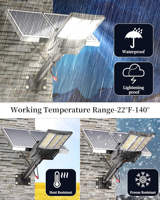 Ofuray Of-11000W Solar Street Lights Outdoor, 80000LM Solar Security Flood Parking Lot Lights Commercial Dusk to Dawn, 6500k Led Big Power with Remote Control for Street,Court,Yard