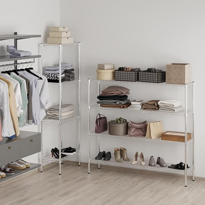 14" Deep x 60" Wide x 54" Height Wire Shelving Kit | 4-Tier | NSF Commercial Storage Rack Unit