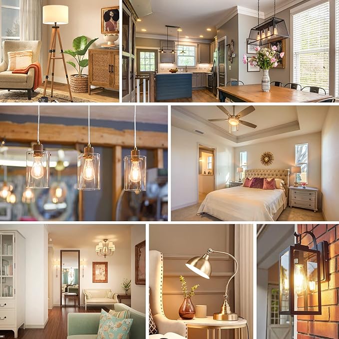 Brightever Vintage LED Edison Bulbs 60W Equivalent, 6W ST58 Warm White 2700K Antique LED Filament Bulbs with E26 Medium Base, Clear Glass Style for Table Lamps, Wall Sconces, No-dimmable 8 Packs