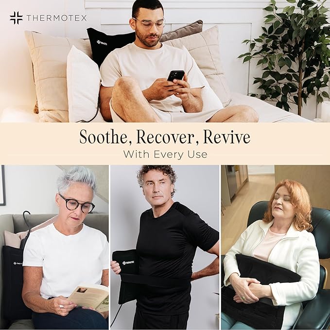 Thermotex–Far Infrared Premium Heating Pad – Platinum – Pain Relief – Warms and Relaxes Muscles – Large Size for Back, Shoulder, Arms and Legs – 17 in. x 13 in.