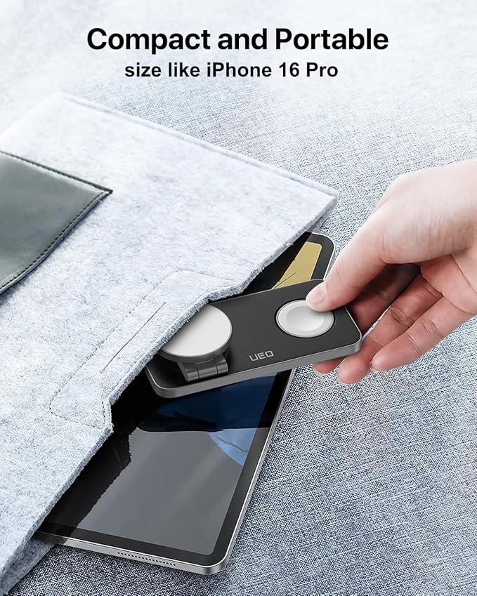 Foldable 3 in 1 Wireless Charging Station for Apple Compatible with Magsafe Charger Stand,Magnetic Wireless Charger Station for iPhone 17 Air16 15 14 13 12 Series,Airpods Pro,Apple Watch(Black)