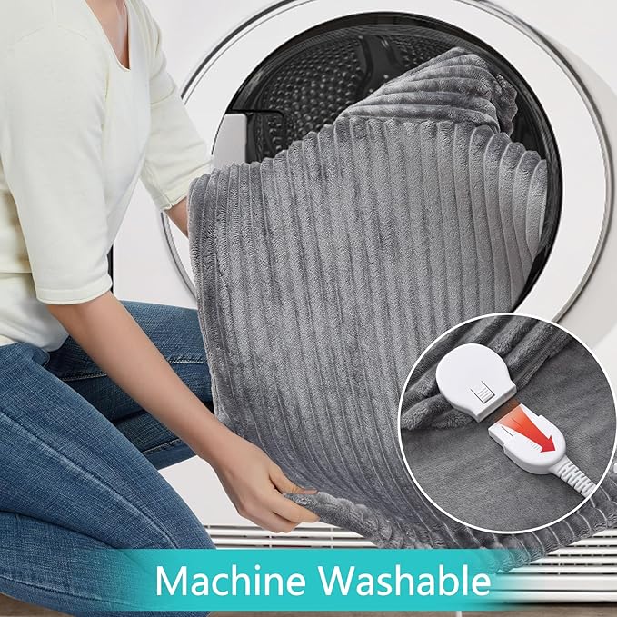 CAROMIO Heating Pad for Back Pain Relief, Neck and Shoulders Electric Heating Pads Large Size, Full Body Back Heat Pad with Auto Shut Off, Fast Heating and 6 Heat Settings (Grey, 33"x24")