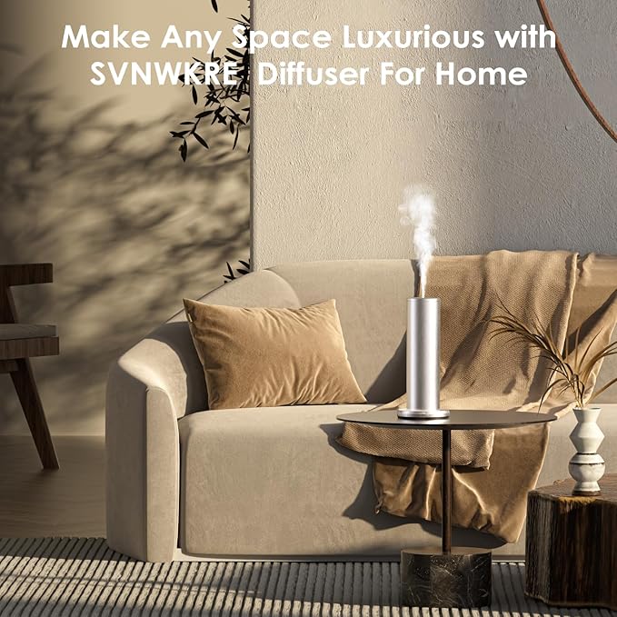 Waterless Essential Oil Diffuser,Aromatherapy Diffusers,Scent Diffusers for Home,Large Room, Hotel Scent Diffuser, 1000sq.ft, Aroma Diffusers (Silver)