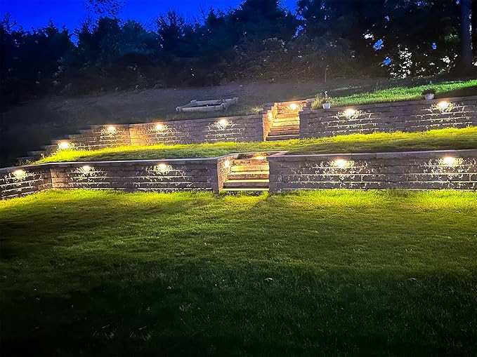 GKOLED Hardscape Light, Paver Wall Lights, 6.8 Inches Step Lighting, Integrated 4W 2700K LED Chips, Solid Powder Coated Die-cast Aluminum Housing, 12V AC/DC, Gray, UL Listed