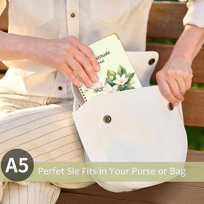 The Gratitude Journal for Women Men, 5 Minute Daily Gratitude Journal Spiral with Prompts & Quotes for Self Care, Happiness, Affirmation and Mindfulness, Hardcover, 5.9"x8.6"