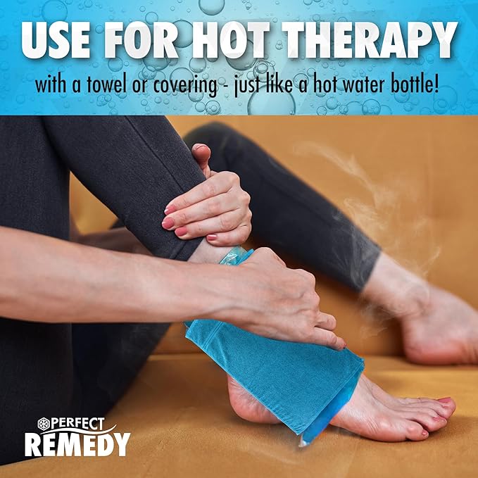 Perfect Remedy Round Gel Ice Pack, Hot & Cold Compress Reusable Injury Ice Pack Aid for Pain condition, Soothing Soft Gel for Soreness & Muscle Strain Support, Hot Water Bottle Alternative (5Pk, Blue)
