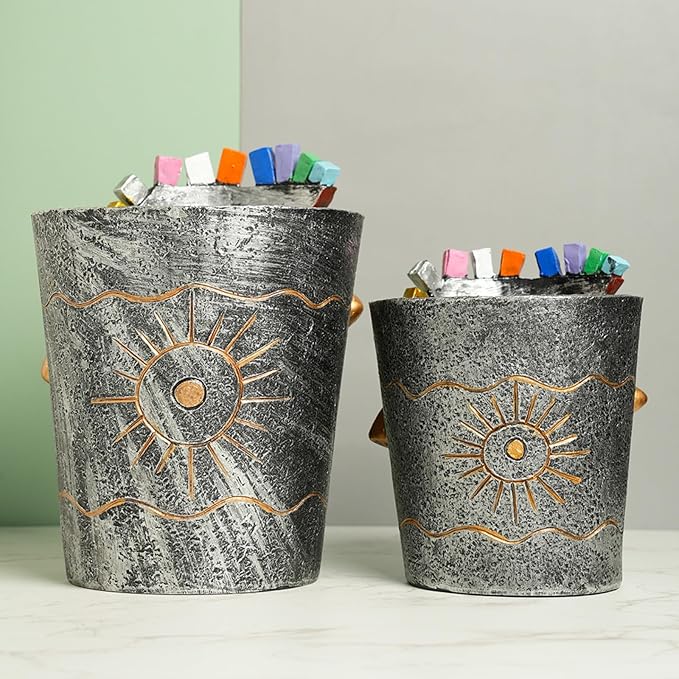 Picasso Face Planter Pots Abstract Art Colorful Flower Vase with Drainage Hole Unique Head Flower Pots for Home Balcony Decoration (Small)