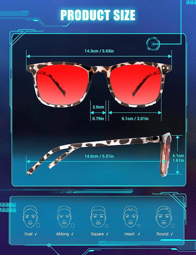 TIJN Sleep Glasses for 99% Blue Green Light Blocking Red Lens for Computer Gaming Screen Fatigue UV Protection