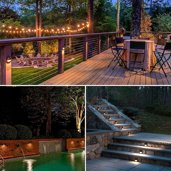 Lumina Lighting® 2W LED Deck Lights (12 Pack) | Low Voltage Landscape Lighting Waterproof - 12V 3000K Outdoor Patio Step Deck Lighting | Replaceable G4 LED Bulb Included (Bronze)