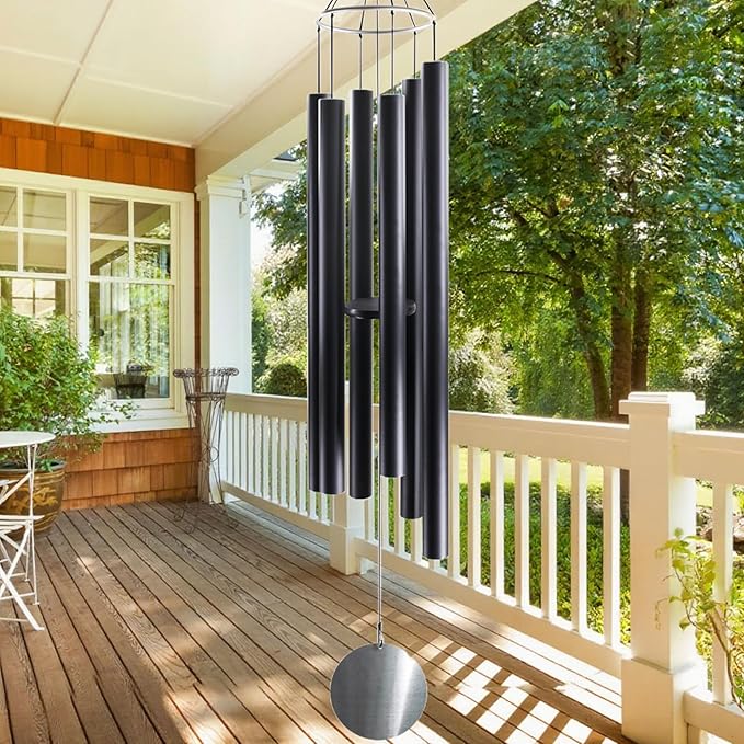 ASTARIN 78 Inch Wind Chimes for Outside with 6 Tubes Tuned Relaxing Melody, Extra Large Wind Chimes Outdoor Deep Tone for Patio, Backyard, Garden, and Outdoor Decor,Black