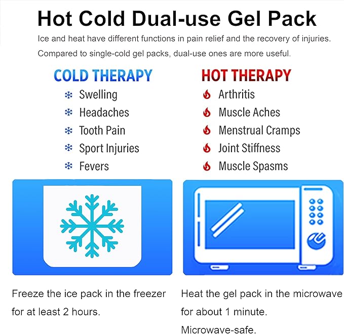 Koo-Care Large Flexible Gel Ice Pack for Injuries Reusable Hot Cold Compress - Fit for Shoulder Arm, Back, Hip, Knee, Shin, Foot Pain Relief, Swelling, Physical Therapy (L, 11" x 14") Pack of 2