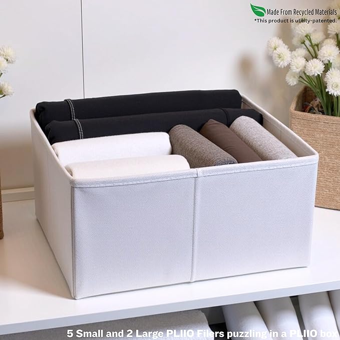 2 Pcs PLIIO Foldable Drawer Organizer, Closet Dresser Drawer Divider, Clothes Storage Box, Storage Bins, Wrinkle-Free Storage Solution for Home and Travel, Wardrobe Organizer and Clothes Folder