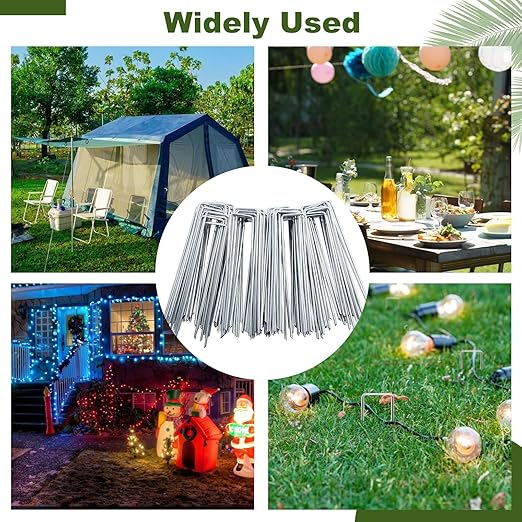 200 Pack Landscape Staples,6 Inch Galvanized Steel Garden Staples,11 Gauge Garden Stakes,Galvanized Landscape Staple,Heavy Duty Yard Stakes for Weed Barrier Fabric,Securing Irrigation Tubing