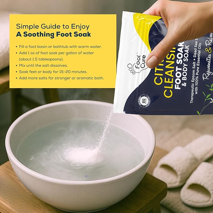 Citrus Detox Foot Soak with Epsom Salts – for Foot Callus, Damaged Toenail Appearance, Pedicure Spa, and Soothing Sore, Tired Feet – Made in USA – 16oz