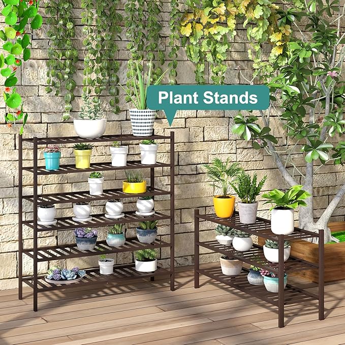 Long Shoe Rack, Bamboo Wood Shoe Rack for Closet, Entryway & Hallway, 3-Tier Stackable Shoe Shelf