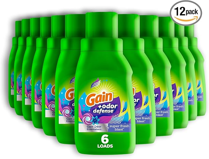 Gain + Odor Defense Laundry Detergent Liquid Soap, 2-Pack, Super Fresh Blast Scent, 65 Fl Oz Each