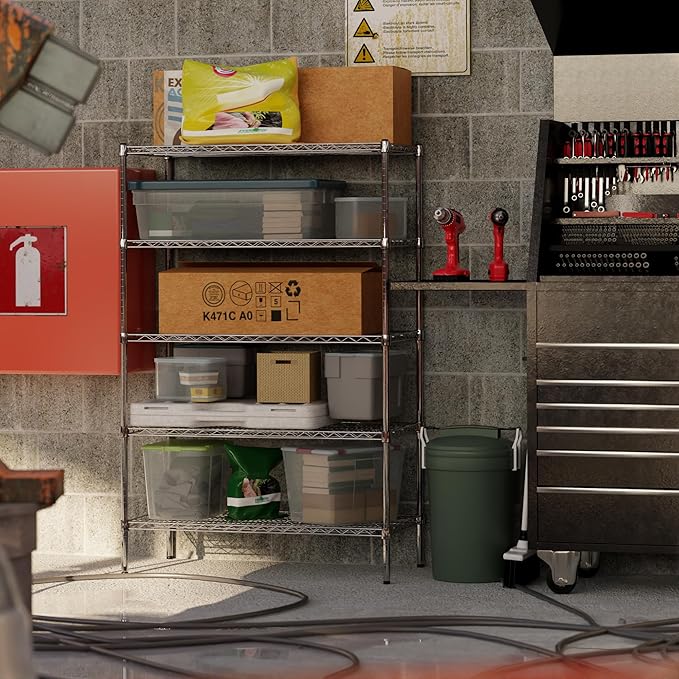 Wire Shelving Kit | NSF Commercial Storage Rack Unit (5-Tier | 64" Height, 21" Deep x 42" Wide)