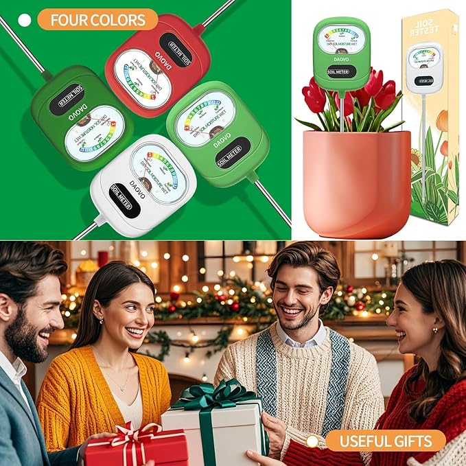 Soil Moisture Meter, Plants Moisture Meter Upgraded-Large Screen-Soil Hygrometer with Light- Plant Water Meter for Indoor and Outdoor Hous Plants, Garden, Farm, Lawn Soil Tester-Purewhite