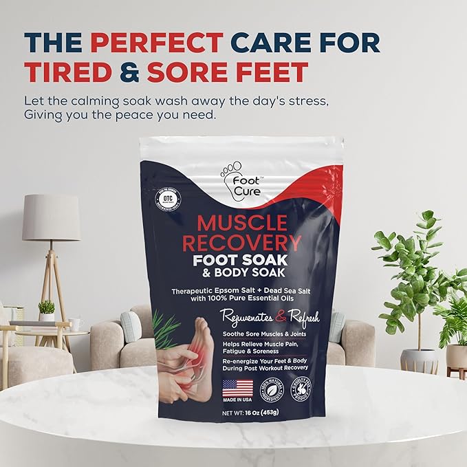 Tea Tree Oil & Muscle Foot Soak with Epsom Salts - All-Natural Salts for Post-Workout Recovery - Softens Calluses, Soothes Sore & Tired Feet, Foot Odor Control, Spa Pedicure, Made in USA, Pack of 2