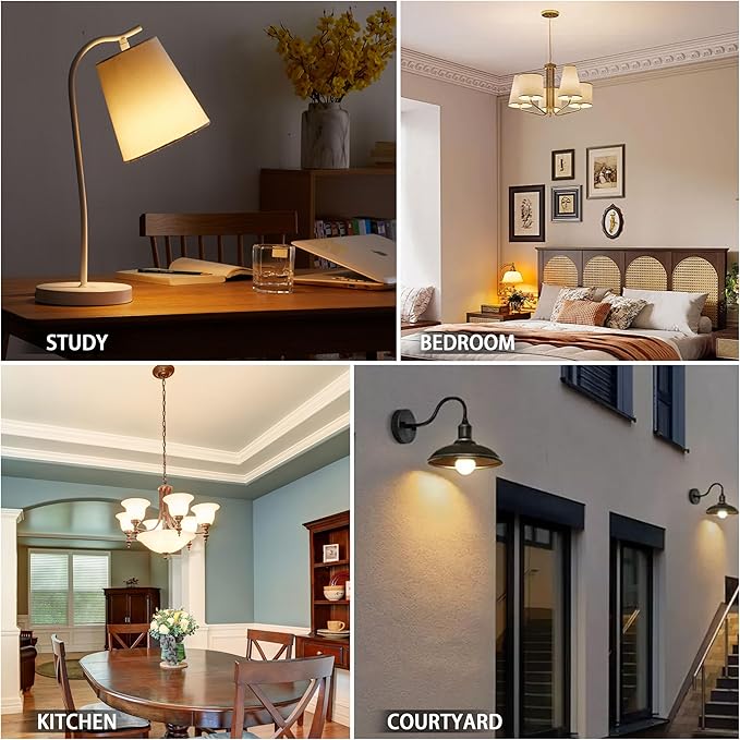 LAMPHOME 4-Pack Neutral White LED Bulbs - Perfect for Bedroom & Living Room, 60W Equivalent, 3000K, 9W, 15000-Hour Life, E26 Base