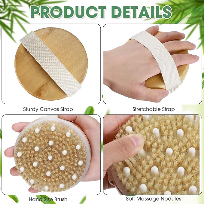 Gejoy 10 Pcs Dry Brushing Body Brush Exfoliating Brush with Massage Nodule Dry Skin Body Scrubber for Shower Bath Back Circulation Improvement Dead Skin Remove Beauty Exfoliator (4.3 x 4.3 Inches)