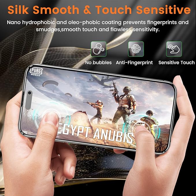 4+4 Pack Privacy Screen Protector for iPhone 15 Pro 6.1-Inch with 4 Pack Camera Lens Protector, Anti Spy Tempered Glass Film 9H Hardness Case Friendly