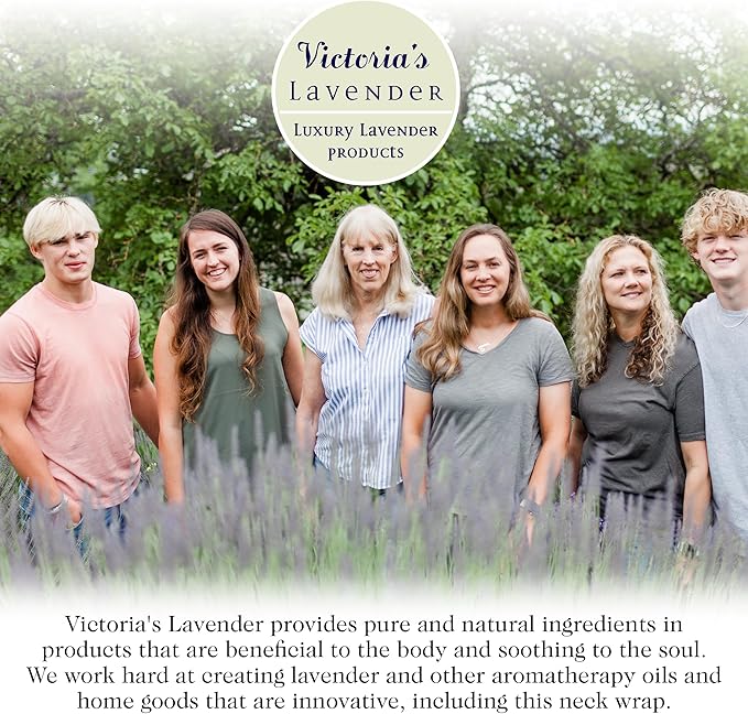 Victoria's Lavender Luxury Microwavable Aromatherapy Lavender Neck Wrap Provides Stress & Neck Pain Relief, Organic Lavender Buds & Flax Seed, Extra Long - Made in The USA