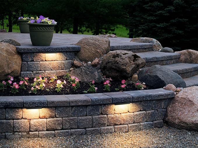 GKOLED 8Pack 6.8 Inch LED Low Voltage Hardscape Lighting, Outdoor Paver Lights, Retaining Wall Lights, Light Module Replaceable, Landscape Step Lights, Die-cast Aluminum Housing, 2700K Gray