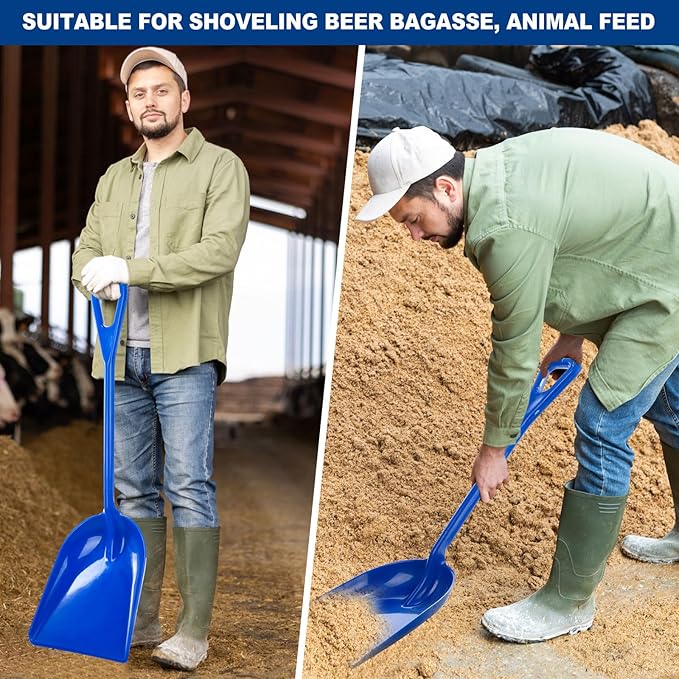 Frienda 3 Pieces Plastic Snow Shovel 43 x 14 Inches Heavy Duty Hygienic Shovel with D Shaped Grip Handle Large Durable Seamless Snow Scoop for Kitchen Gardening (Orange,Blue,Black)