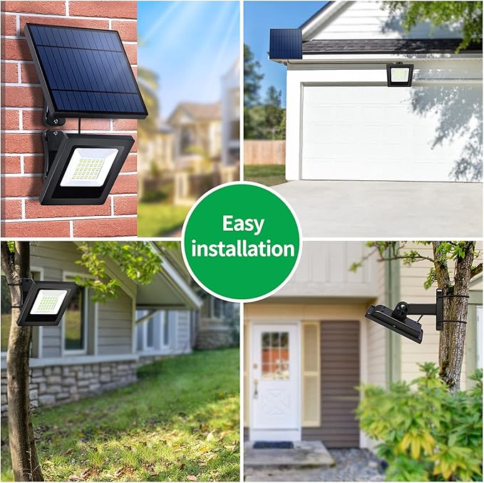 Solar Lights Outdoor, Solar Powered Flood Lights Weatherproof, Dusk to Dawn Led Solar Security Wall Lights with 16.4Ft Cable for Outside Garden, Garage, Landscape 2 Pack
