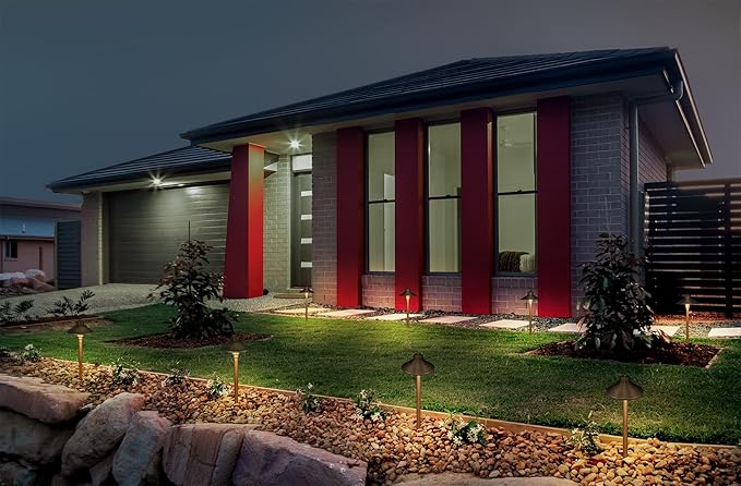 GKOLED Solid Brass Landscape Path Lights (6.7" Shade, 20" Tall), Low Voltage LED 3W 12-24V AC/DC China Hat Path Lighting, 2700K Outdoor Waterproof Walkway Light, with Stake and G4 Bulb, 12 Pack