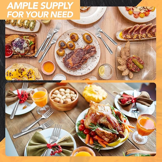 50 Pieces Stainless Steel Forks Silverware Set 6.7 Inches Dinner Flatware Salad Forks Bulk Mirror Polished, Dishwasher Safe, Use for Home, Kitchen and Restaurant