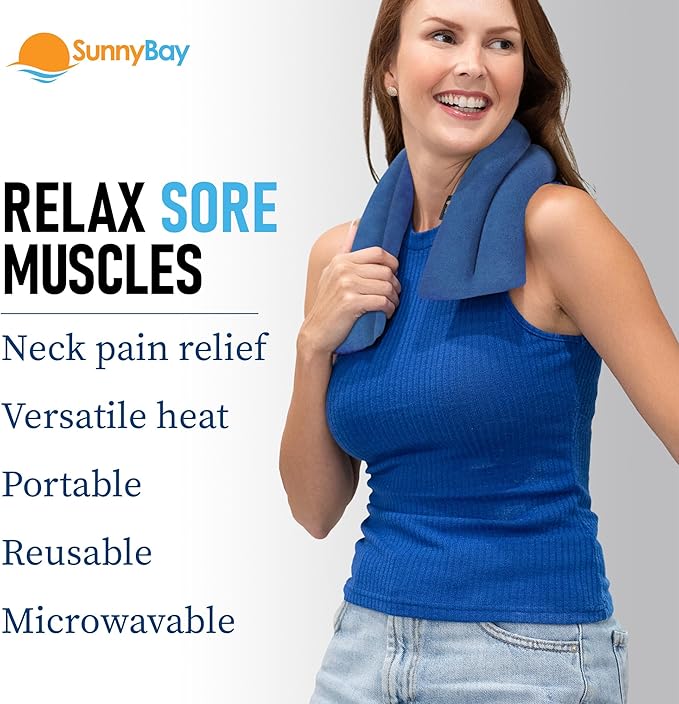 SunnyBay Microwave Heating Pad for Neck and Shoulders, Versatile Bean Bag Moist Heating Pad, Microwavable Neck Wrap and Cool Pack for Deep Pain Relief, Weighted Hot or Cold Therapy (Sky Blue)