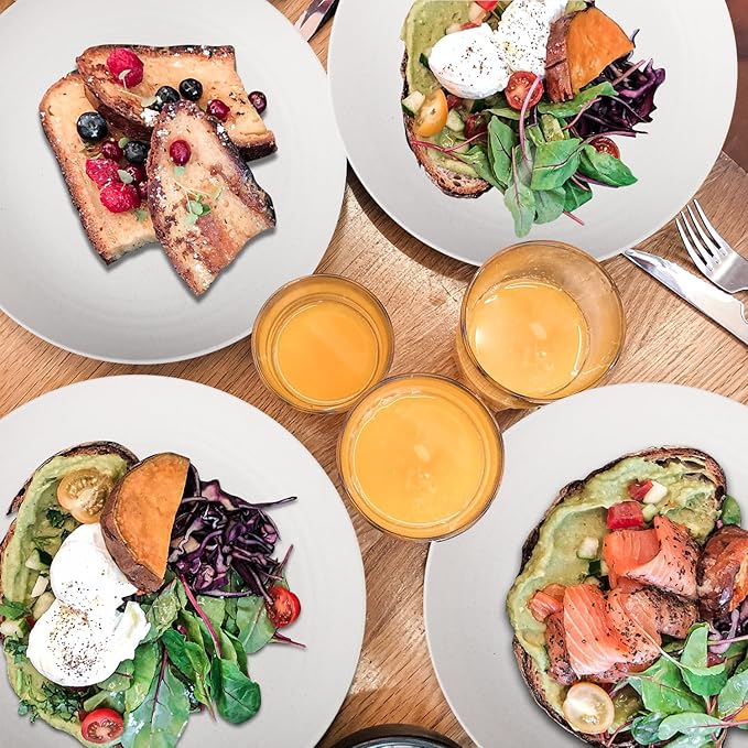 Wheat Straw Plates - 9 Inch Unbreakable Dinner Plates Set of 8 - Dishwasher & Microwave Safe Plastic Plates Reusable for Kitchen and Camping (white)