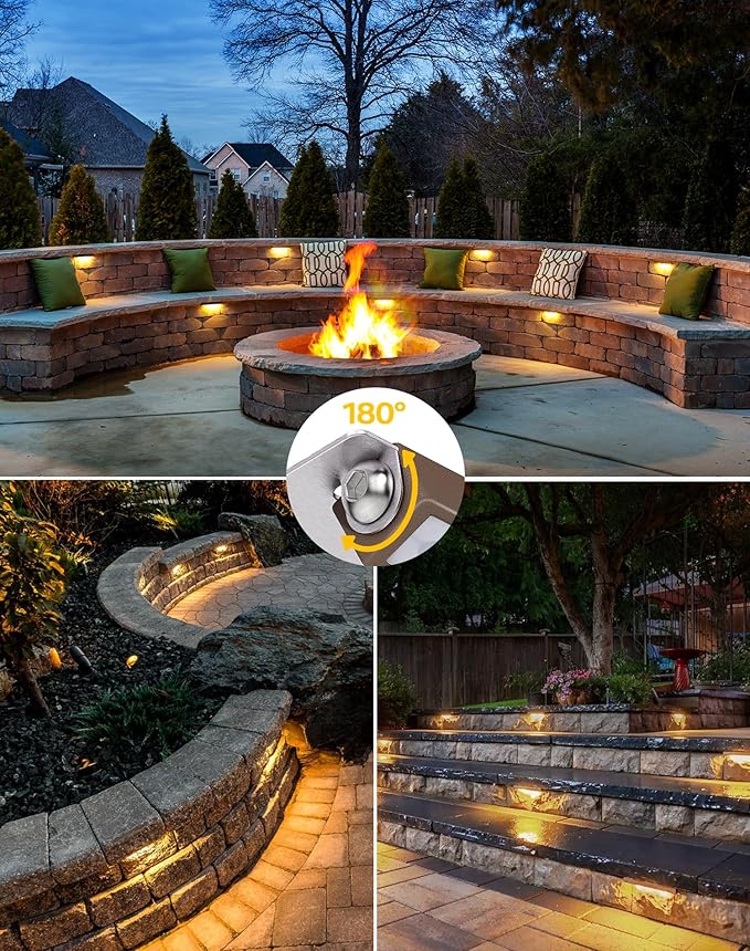 6 Pack 7 Inch Retaining Wall Lights, 2.5W Hardscape Step Lights 12V-36V AC/DC Landscape Lighting, Low Voltage Outdoor Step Lights, IP67 Waterproof Pavers Lights 2700K