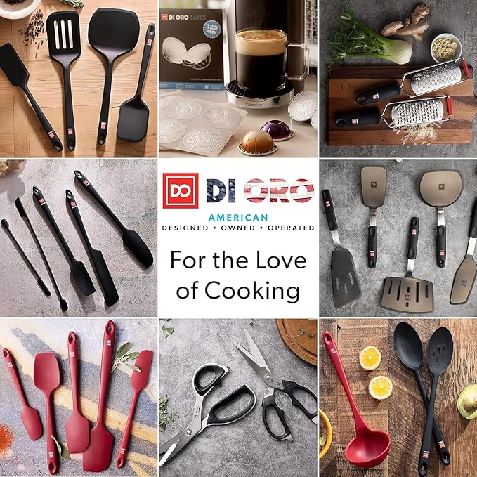 DI ORO Silicone Spatula Set - Rubber Kitchen Spatulas for Baking, Cooking, & Mixing - 600°F Heat-Resistant & BPA Free Silicone Scraper Spatulas for Nonstick Cookware - Dishwasher Safe (5pc, Red)
