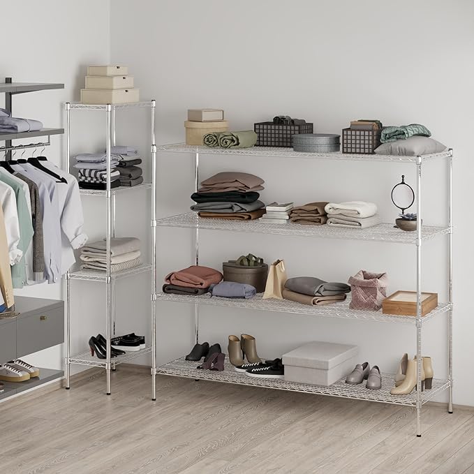 24" Deep x 72" Wide x 64" Height Wire Shelving Kit | 4-Tier | NSF Commercial Storage Rack Unit