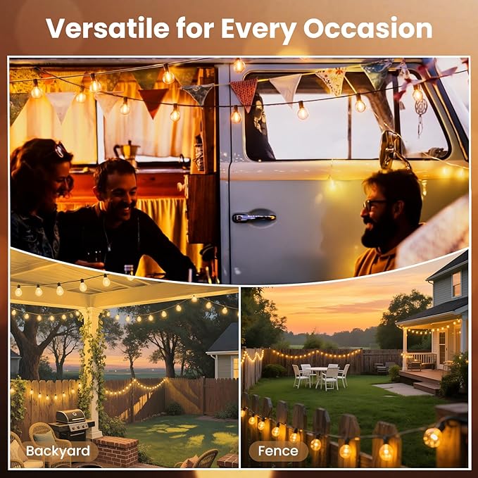 RTTY Outdoor String Lights 400 ft, 4 Pack 100 ft G40 Led Patio Lights with 52pcs Bulbs,Shatterproof Waterproof Connectable Hanging Globe for Porch Cafe Bistro Backyard Gazebo Balcony Party