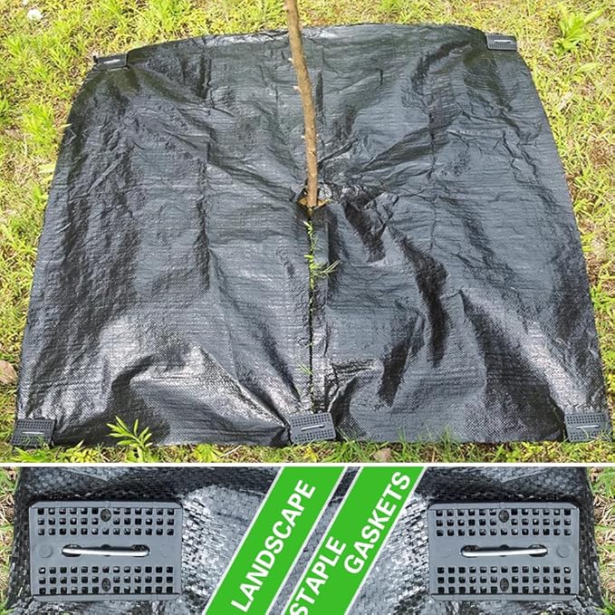 Bakulyor 50 Pcs Landscape Staples + 50 Pcs Gasket, 6 Inch Garden Stakes Staples 11 Gauge U Shaped Galvanized Lawn Landscape Pins, Heavy Duty Yard Ground Pin for Weed Barrier Sod Fabric Decorations